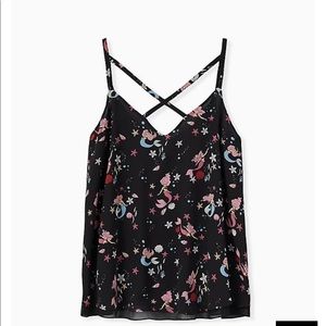 Torrid DISNEY THE LITTLE MERMAID ARIEL BLACK CHIFFON DOUBLE LAYER SWING CAMI 00